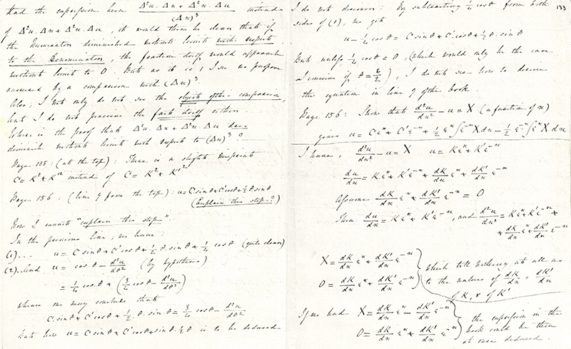 A letter from Ada Lovelace to Augustus De Morgan discussing differential calculus.