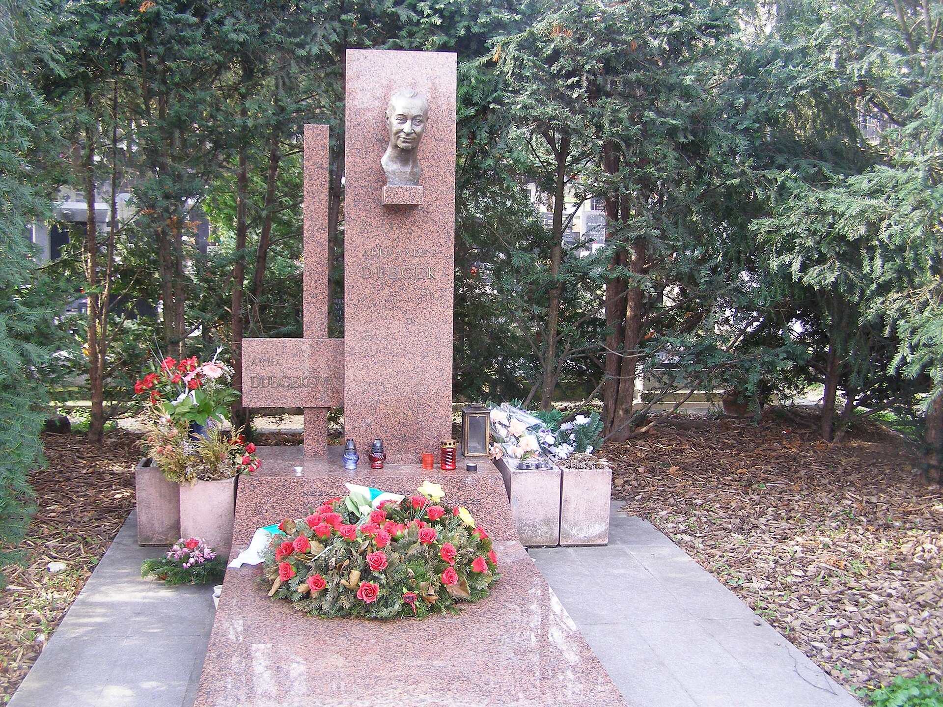 The grave of Alexander Dubček at the Slávičie údolie cemetery in Bratislava.