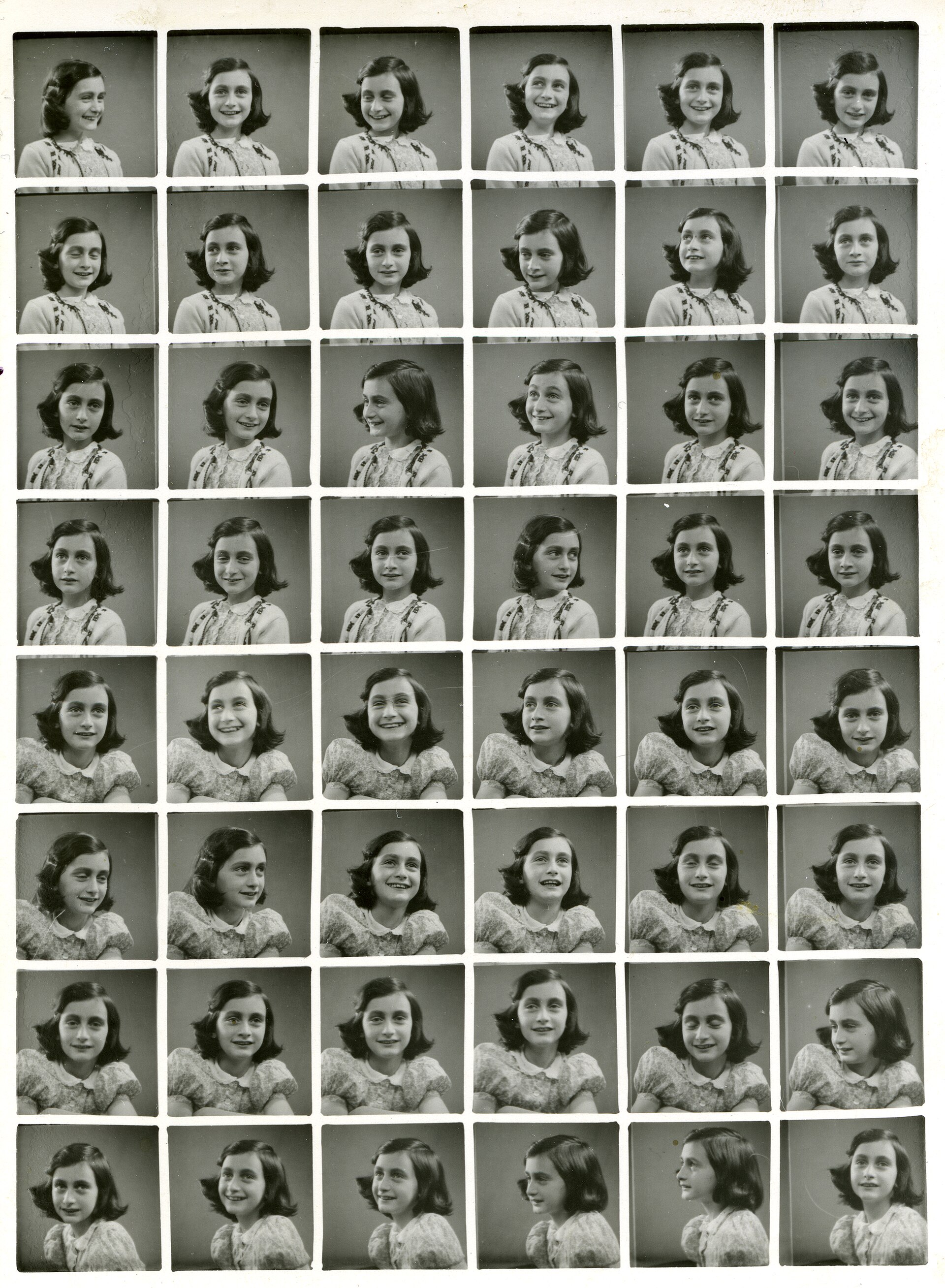 Passport photographs of Anne Frank taken at a Polyfoto studio in Amsterdam in 1939.