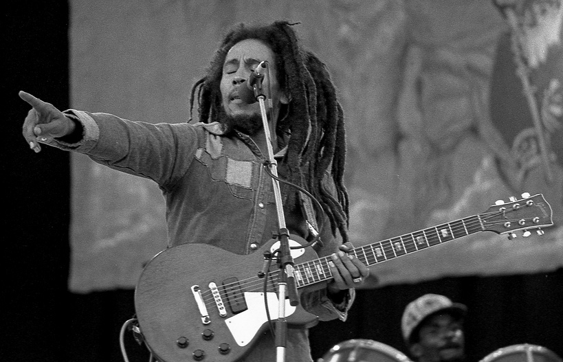 Bob Marley performing at Dalymount Park in Dublin on 6 July 1980. — Eddie Mallin, CC BY 2.0 (Wikimedia Commons)