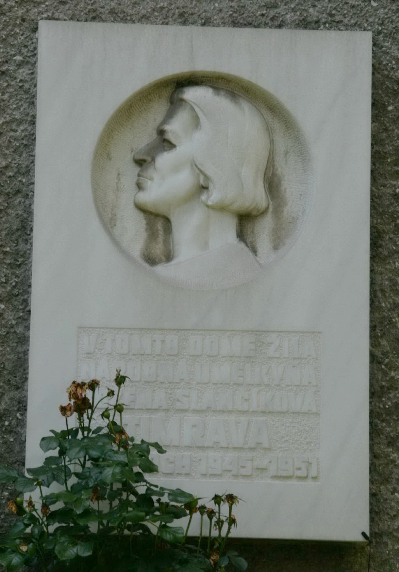 A memorial plaque to Božena Slančíková-Timrava in Lučenec. — Szeder László, CC BY-SA 4.0 (Wikimedia Commons)