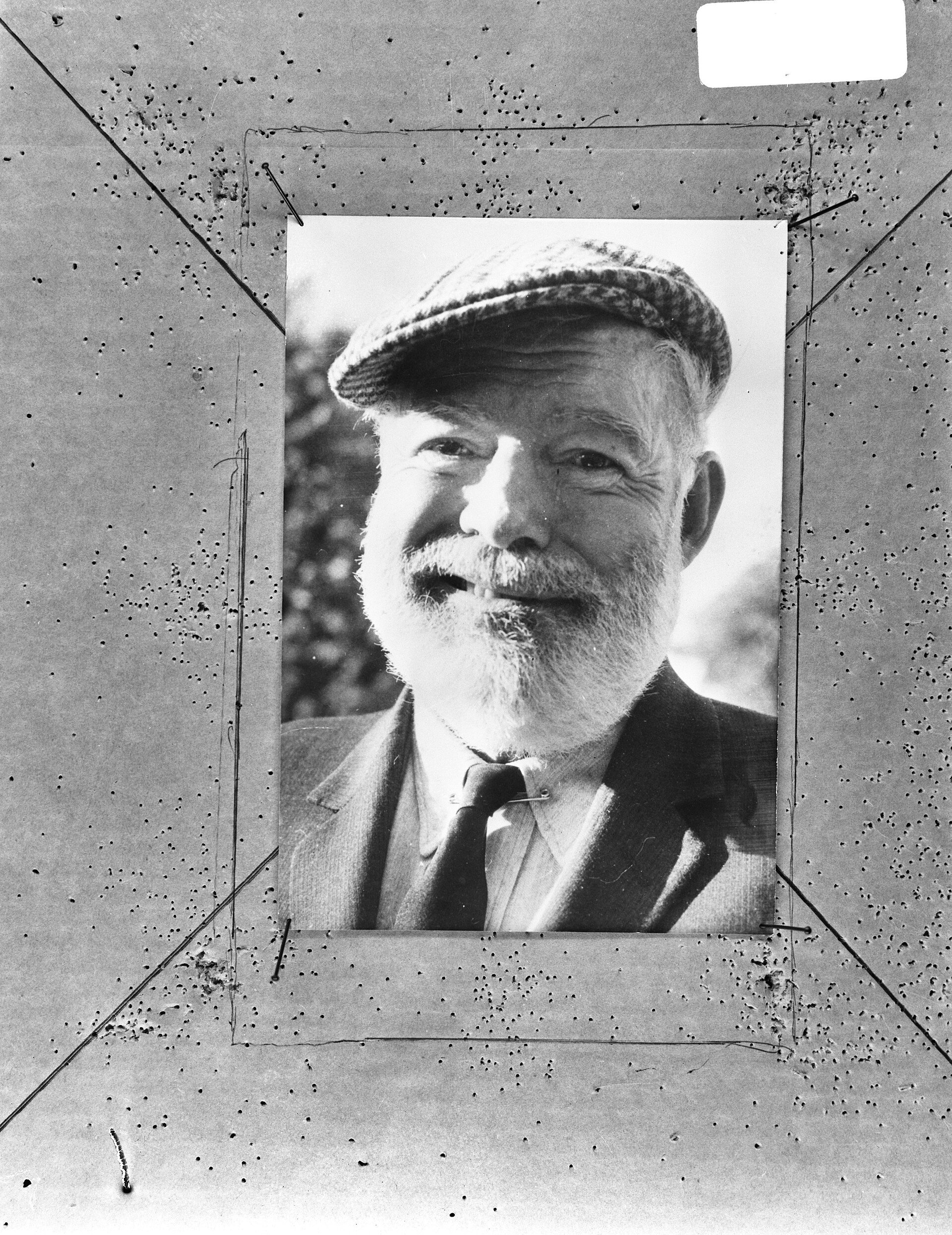 A portrait of the writer Ernest Hemingway.