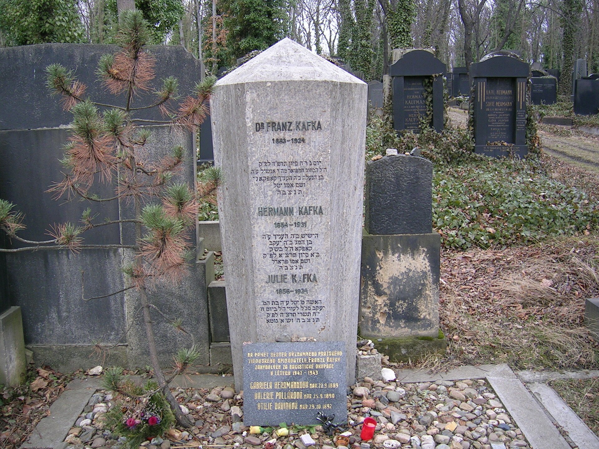 Franz Kafka's grave in the Žižkov district of Prague. — Nightwish62, CC BY-SA 3.0 (Wikimedia Commons)
