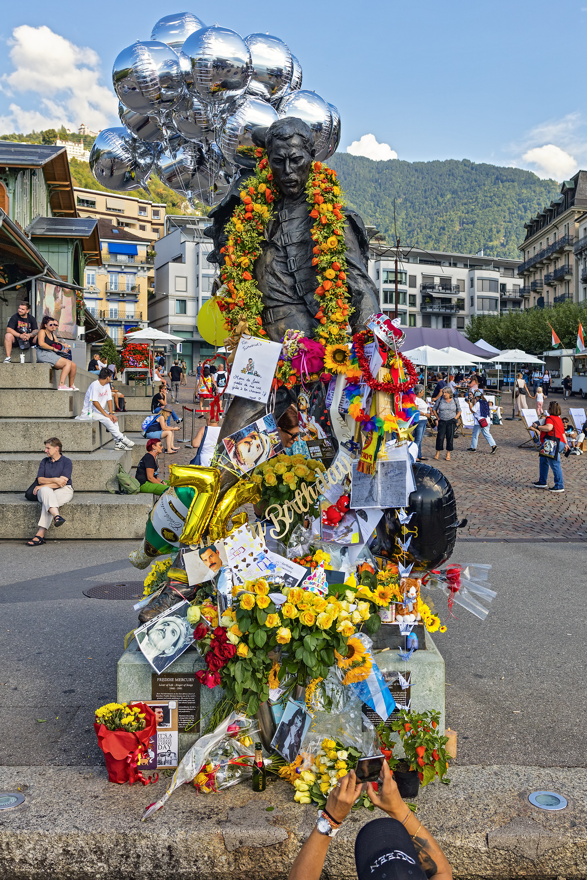 The statue of Freddie Mercury on the lakeside promenade in Montreux, Switzerland. — Markus Schweizer, CC BY-SA 4.0 (Wikimedia Commons)