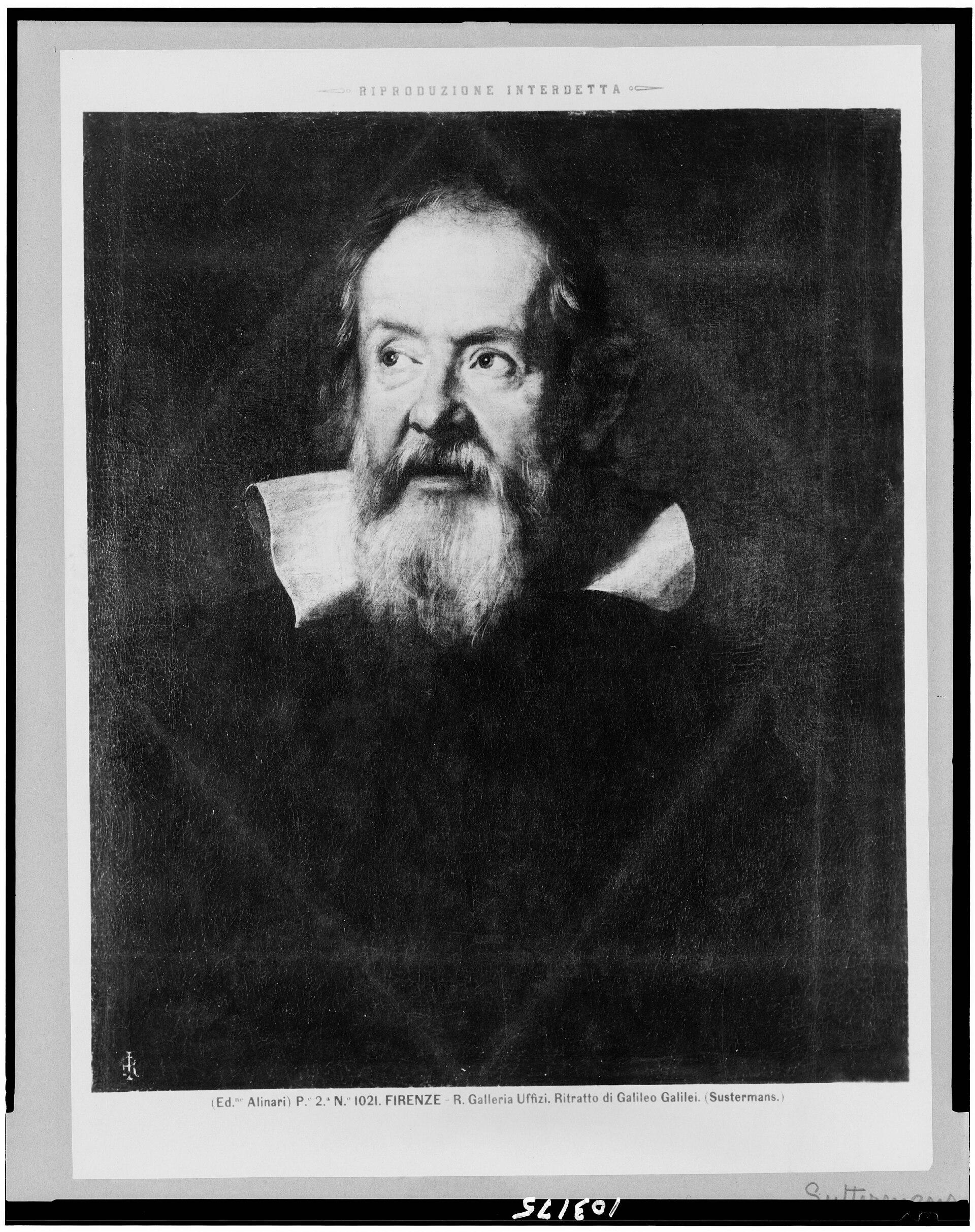 Half-length portrait of Galileo Galilei, facing left.