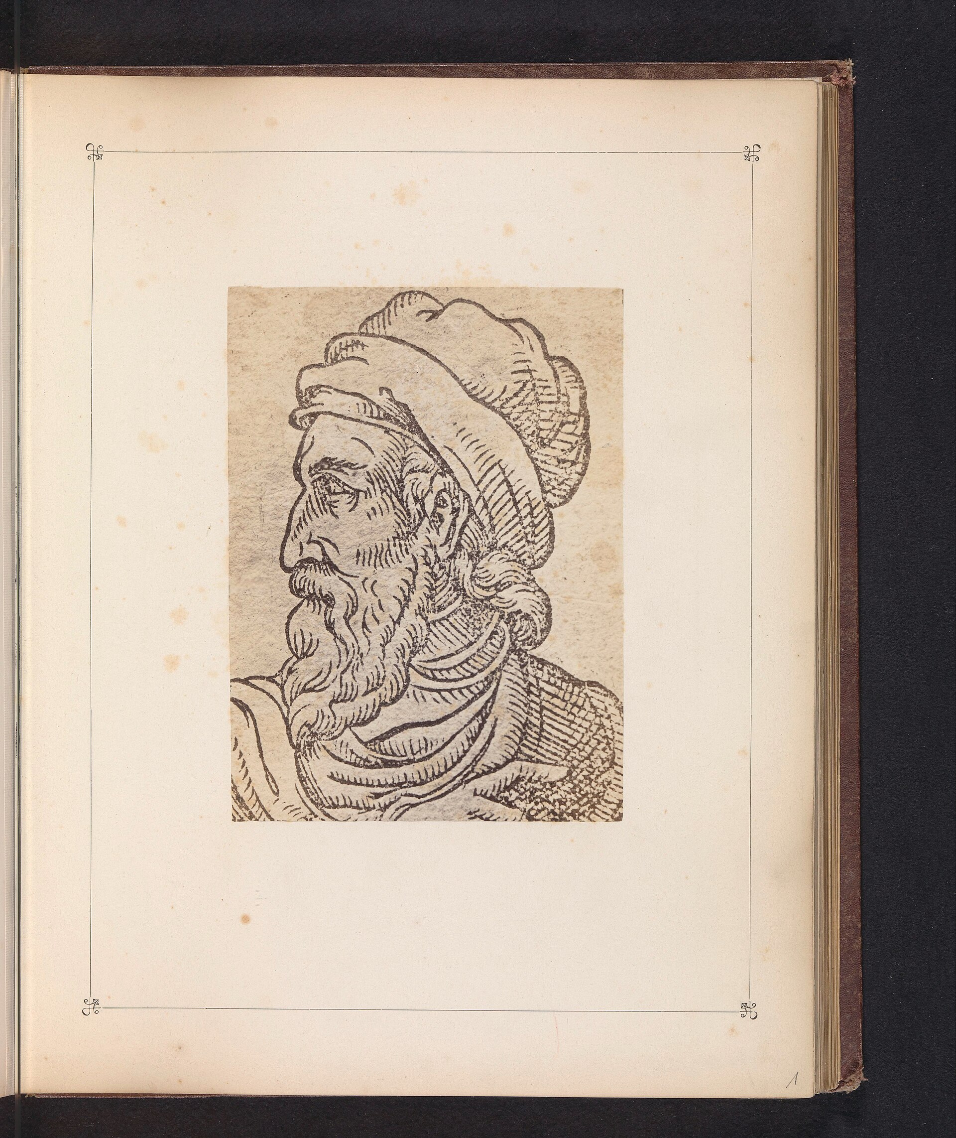 A printed portrait of Johannes Gutenberg, reproduced from an earlier engraving.