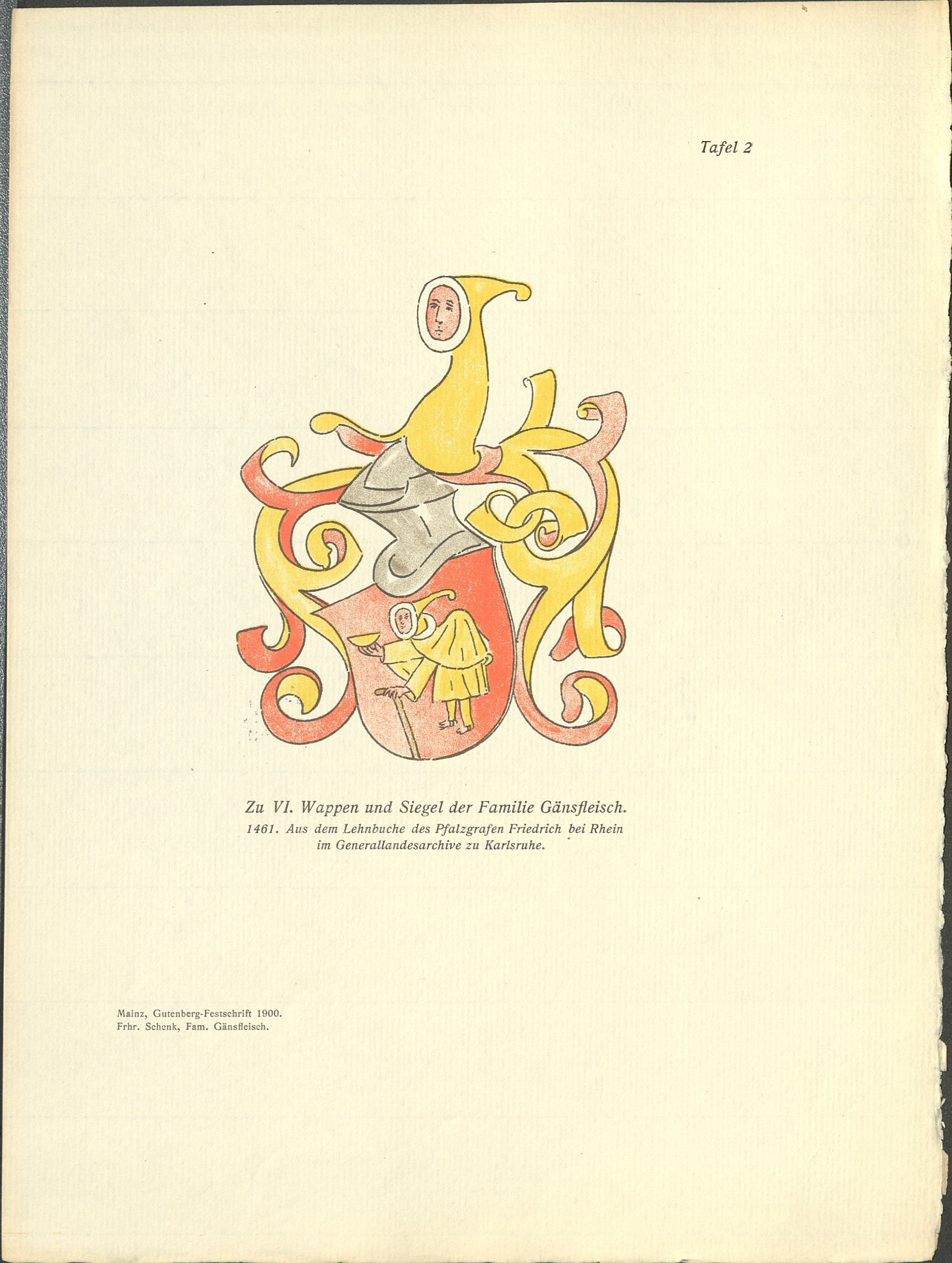 The coat of arms of the Gänsfleisch family, to which Johannes Gutenberg belonged.