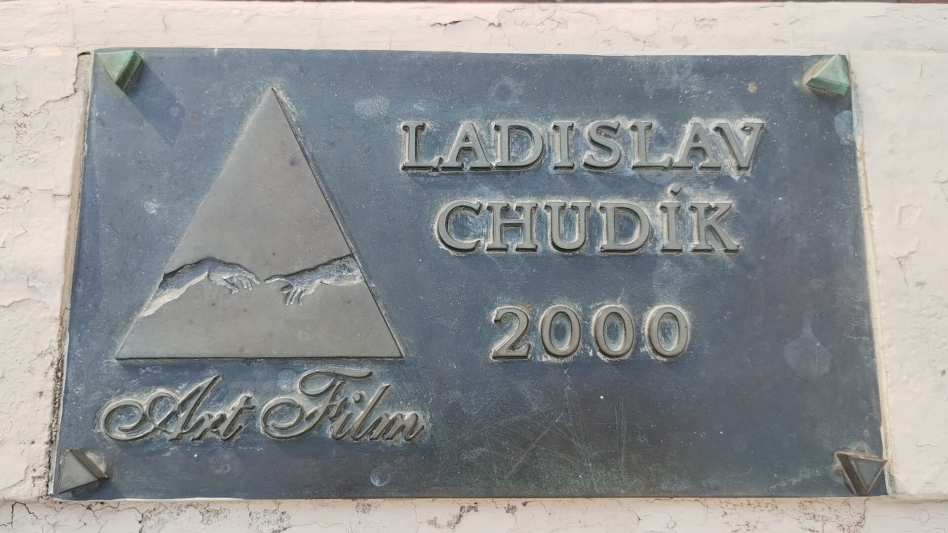 The Actor's Mission Award plaque granted to Ladislav Chudík on the walk of fame in Trenčianske Teplice.