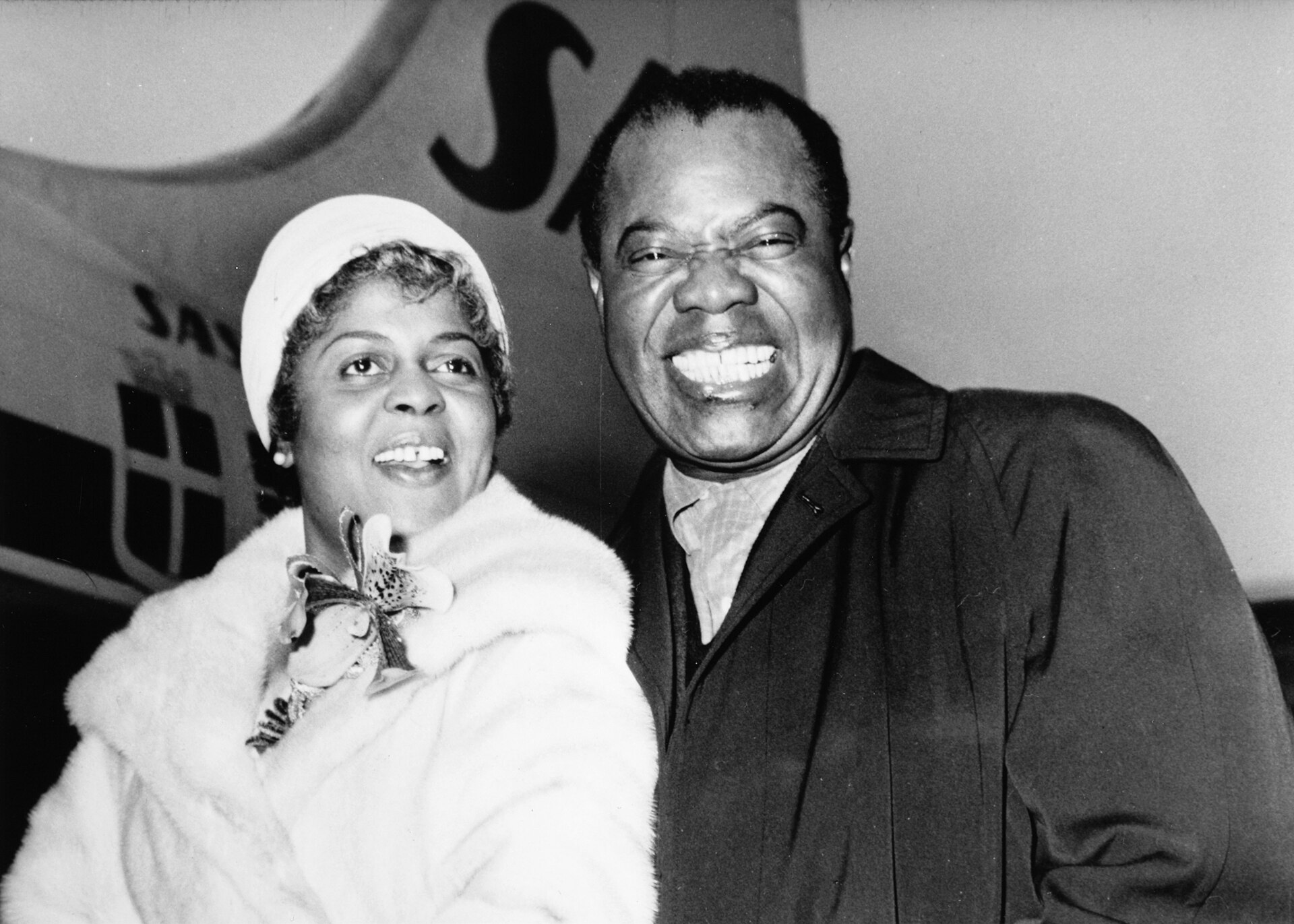 Louis Armstrong with his wife Lucille Wilson.