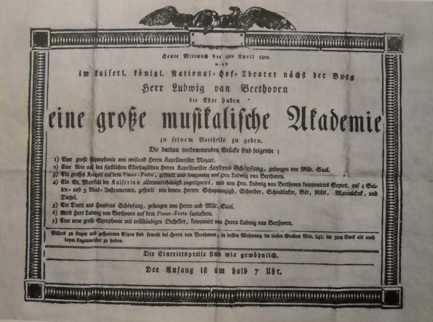 A poster for Ludwig van Beethoven's concert in 1800.