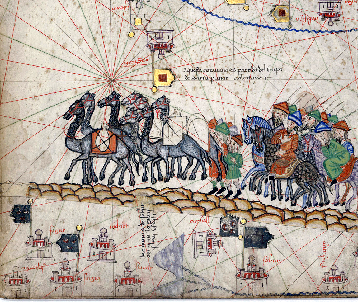 Depiction of a caravan on the Silk Road from the medieval Catalan Atlas.
