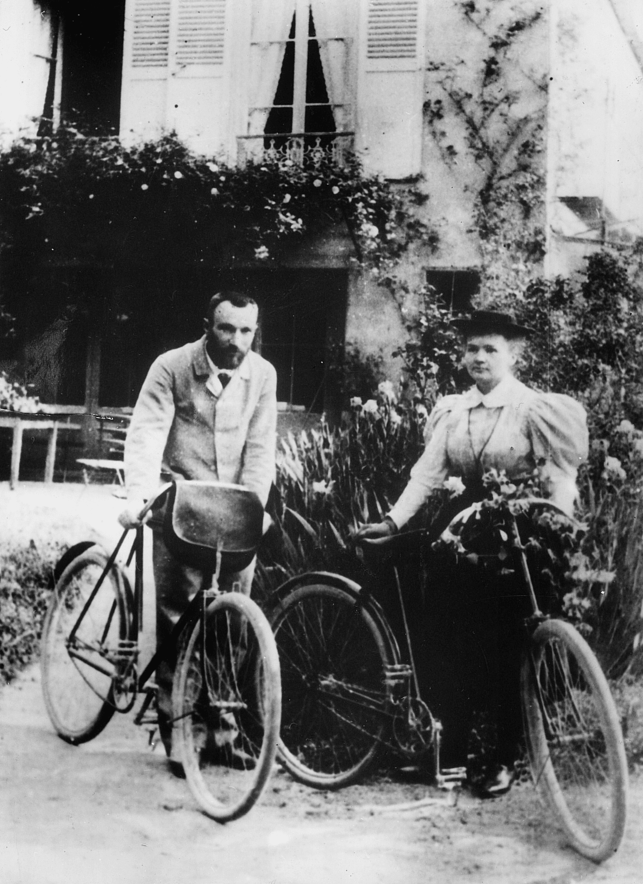 Marie Curie with her husband Pierre Curie during their honeymoon in 1895.