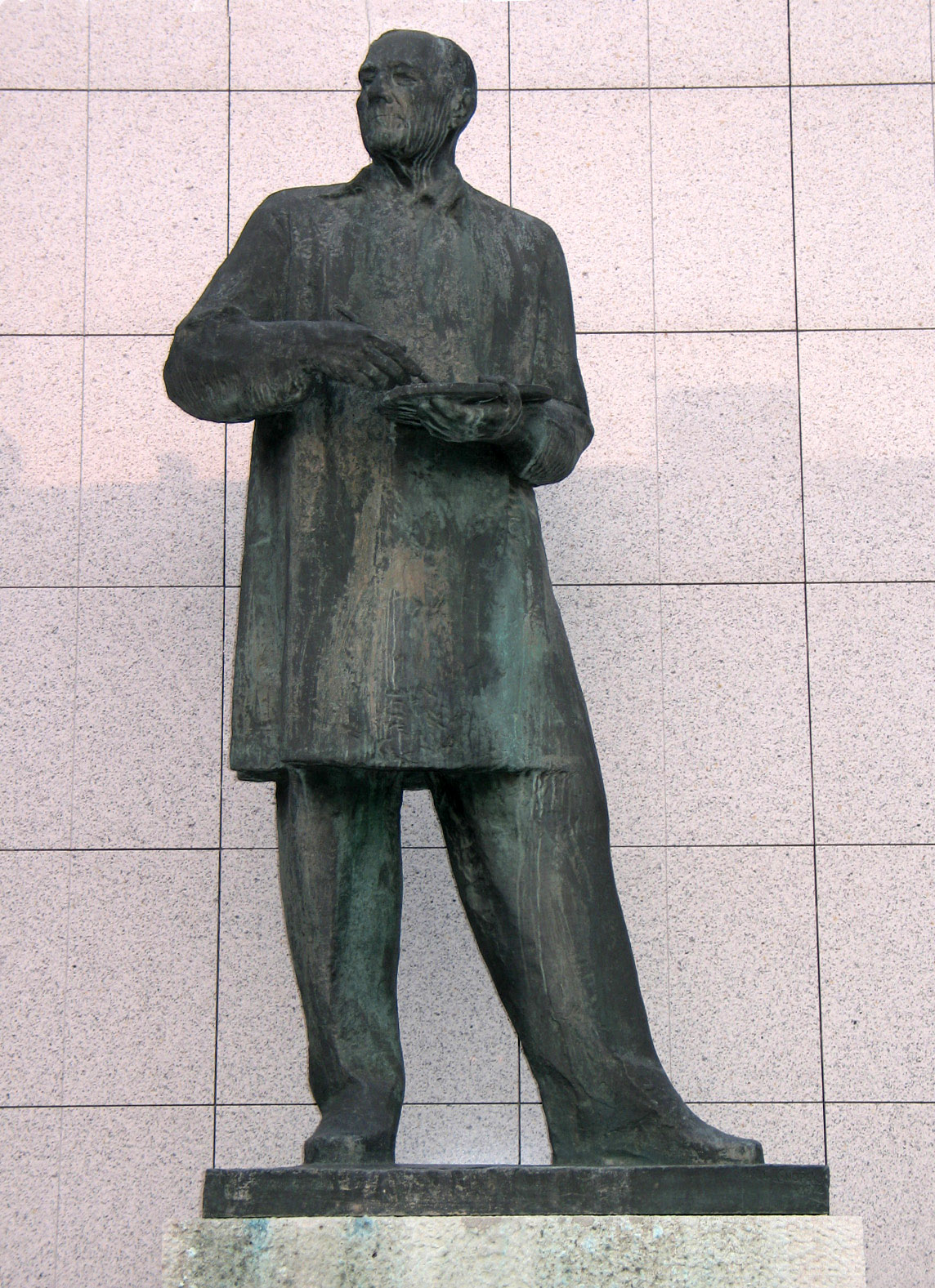 A bronze sculpture of Martin Benka in Bratislava.