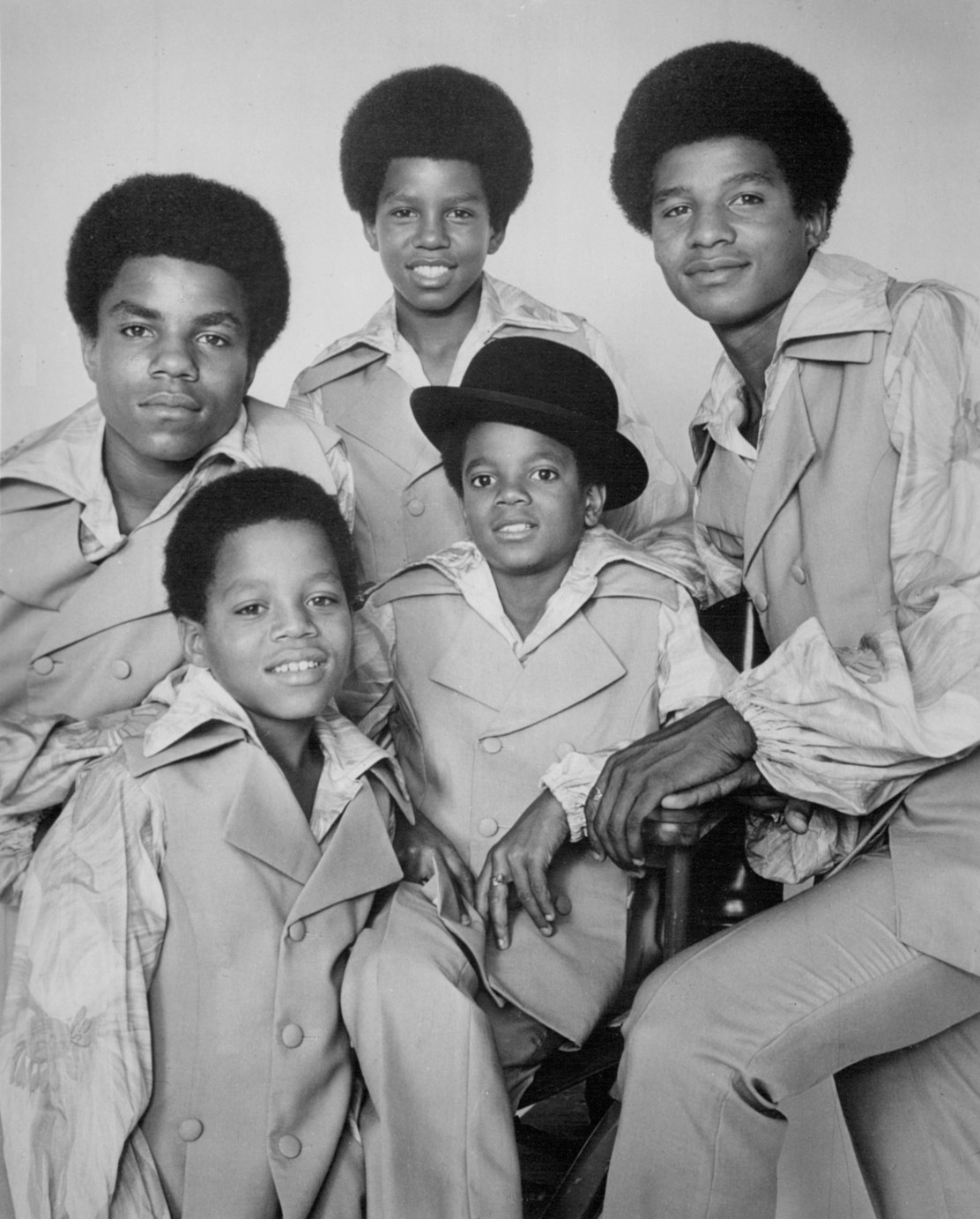 The Jackson 5, with a young Michael Jackson, in a 1969 photograph announcing their appearance on The Ed Sullivan Show.