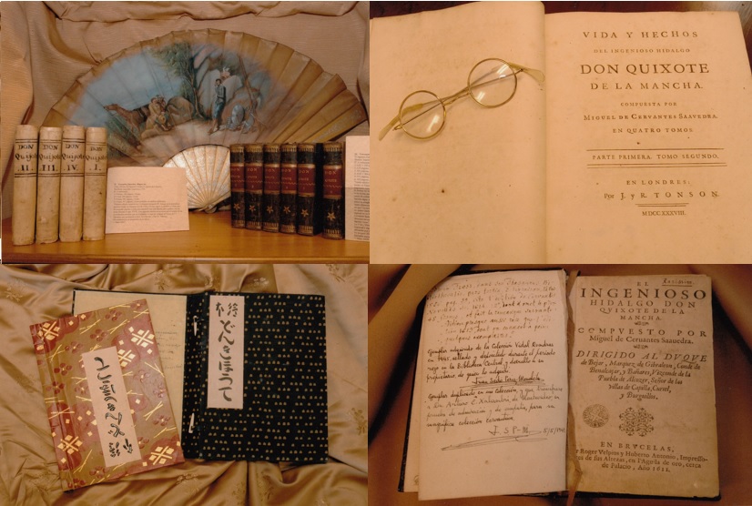 Volumes from the Colección Cervantina, which gathers many editions of the works of Miguel de Cervantes. — Natybiblio, CC BY-SA 4.0 (Wikimedia Commons)
