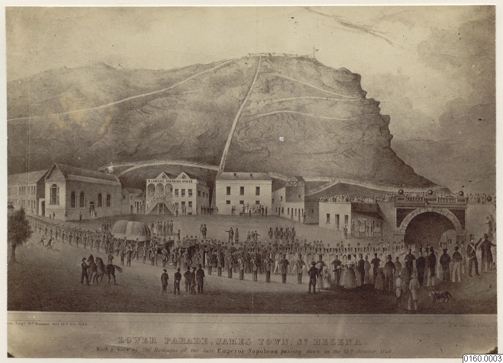 Napoleon's remains passing through Jamestown on Saint Helena in October 1840, during their return to France.