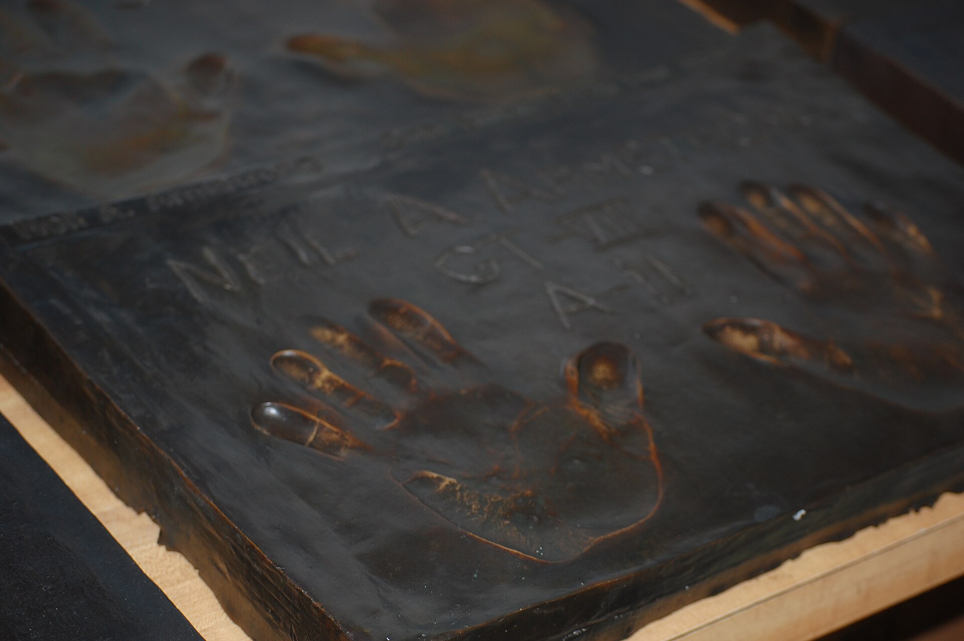 Handprints of Neil Armstrong at the American Space Museum in Titusville, Florida. — Bubba73, CC BY-SA 3.0 (Wikimedia Commons)