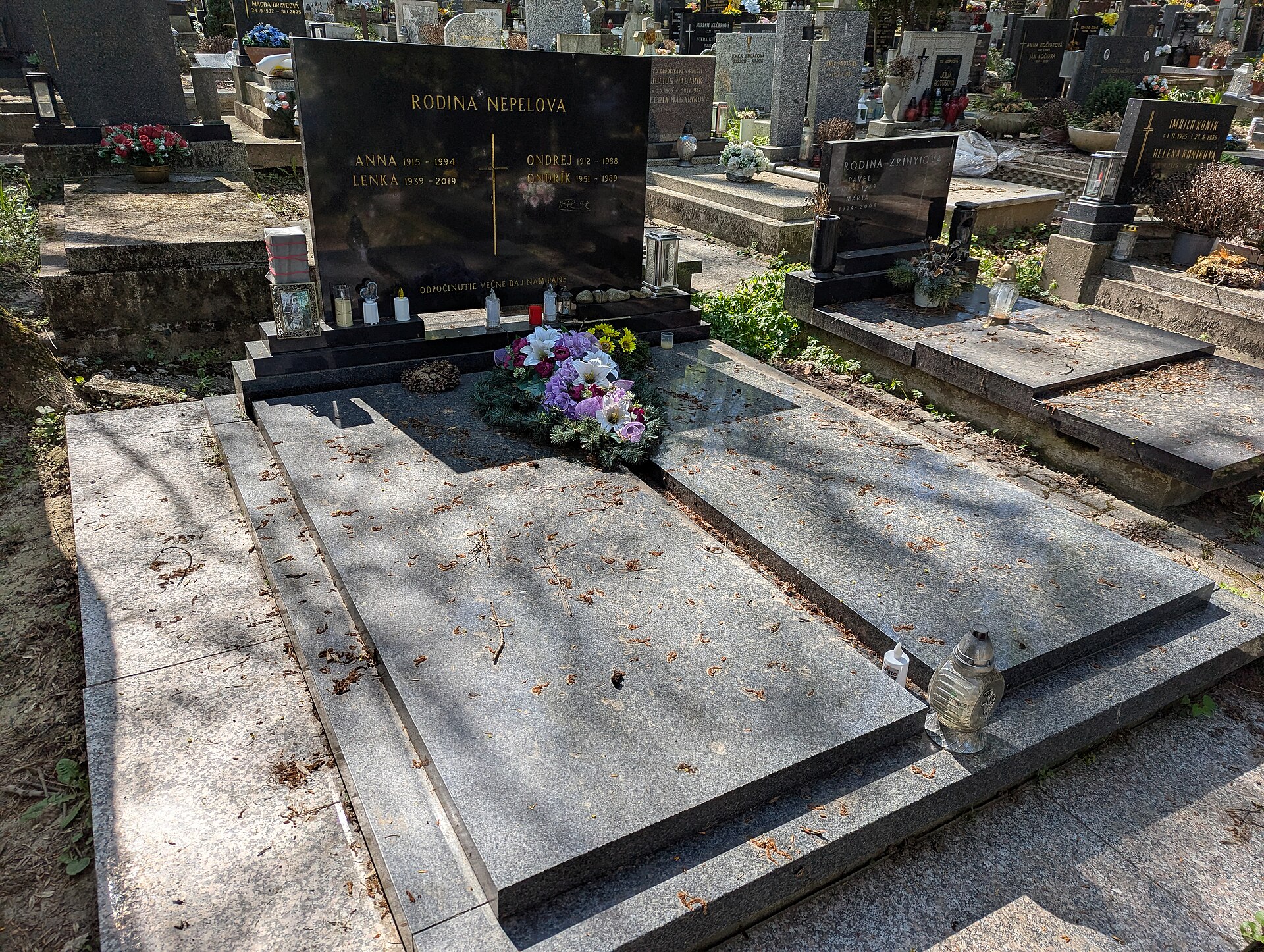 The grave of the figure skater Ondrej Nepela.