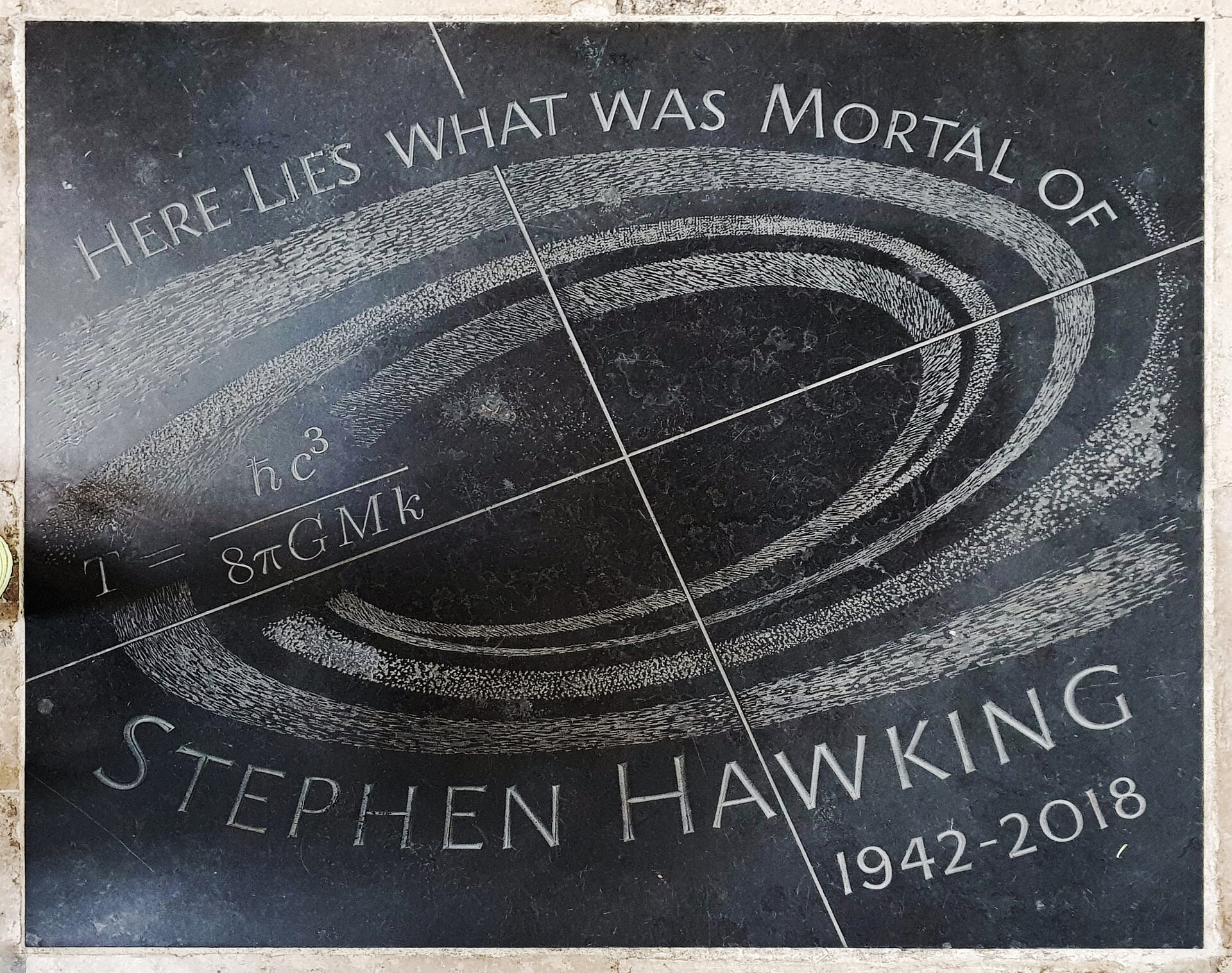 Stephen Hawking's grave at Westminster Abbey in London. — JRennocks, CC BY-SA 4.0 (Wikimedia Commons)