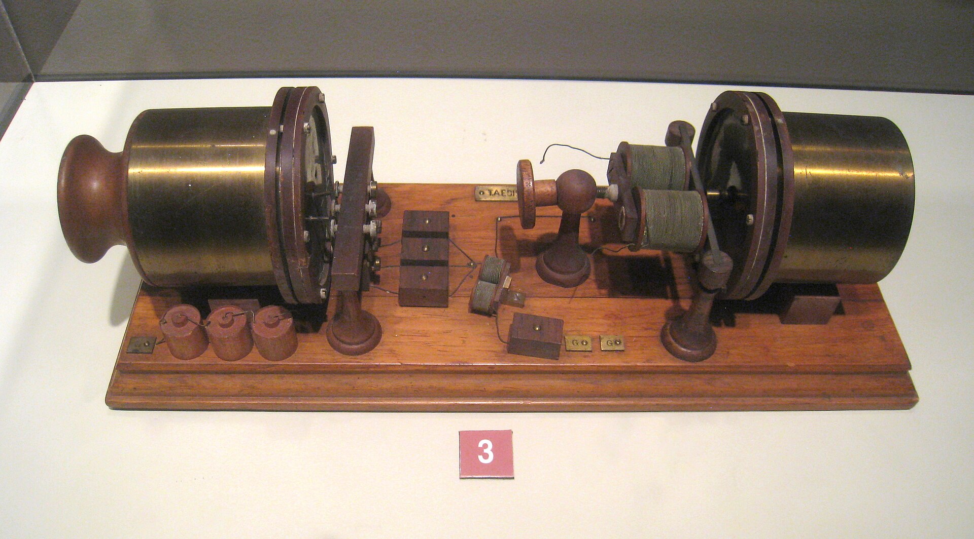Carbon-resistance telephone transmitter, an 1878 patent model made by Thomas Edison.