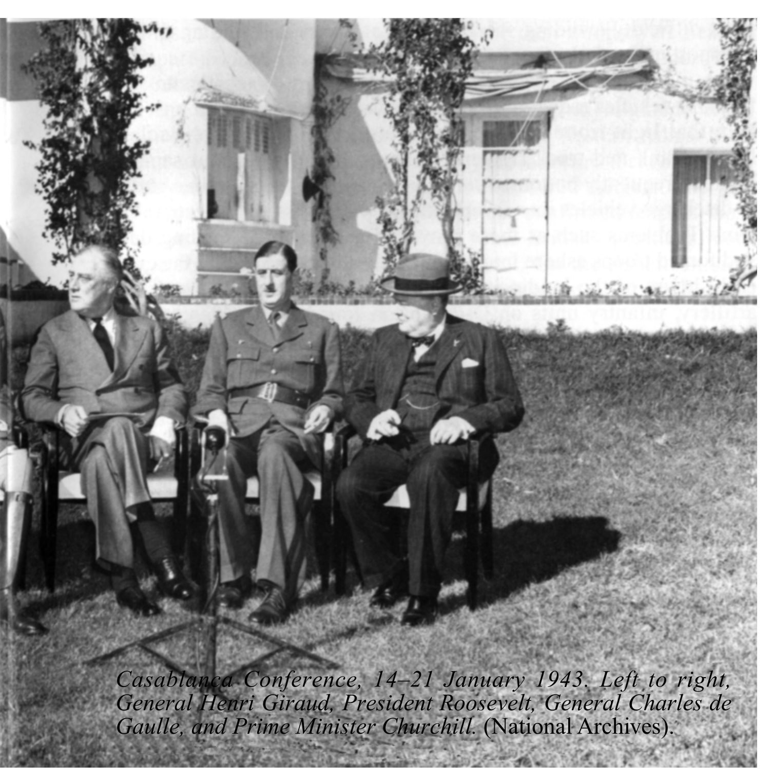Winston Churchill with Allied leaders at the Casablanca Conference in January 1943.