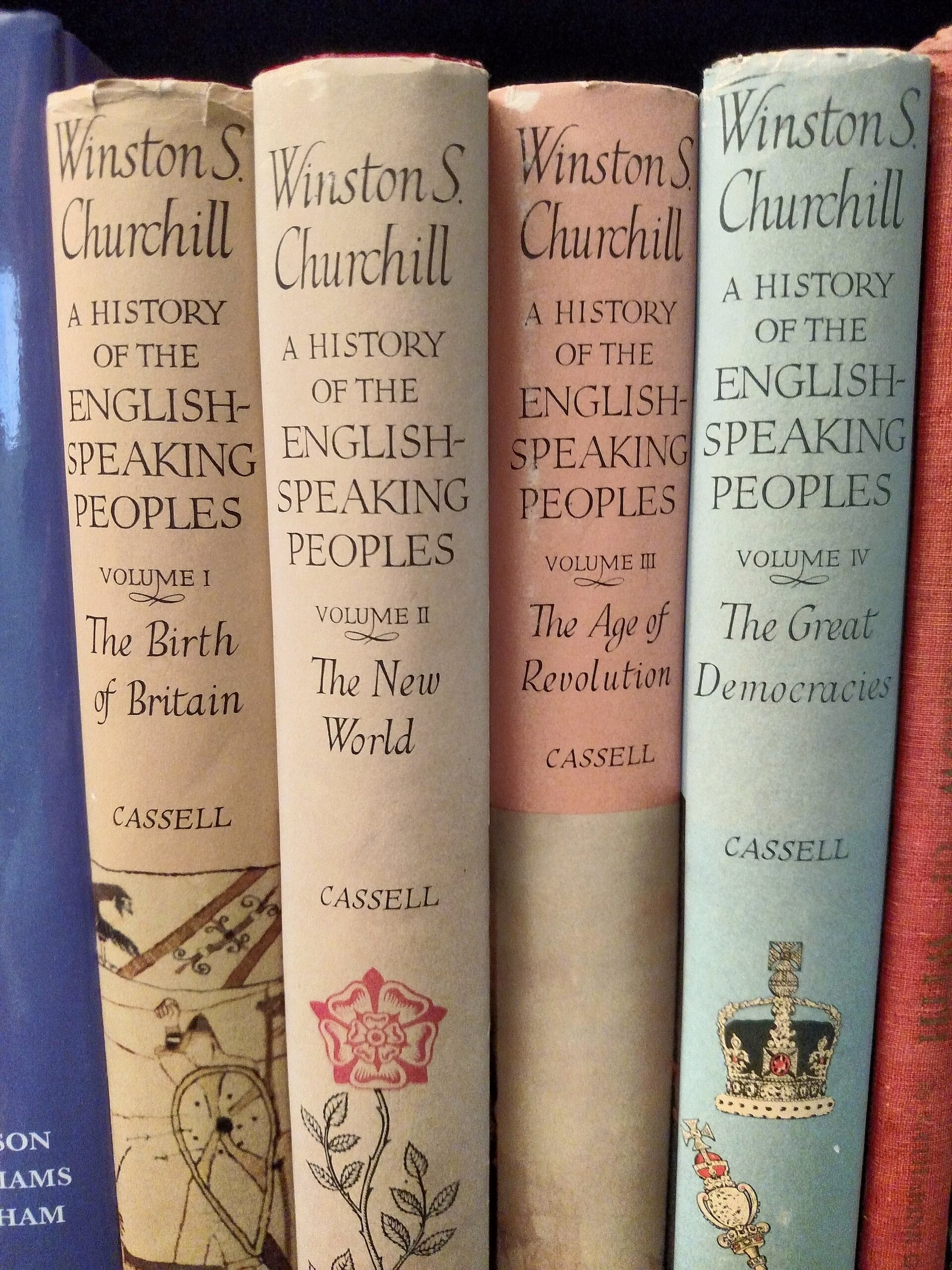 A bound set of Winston Churchill's A History of the English-Speaking Peoples.